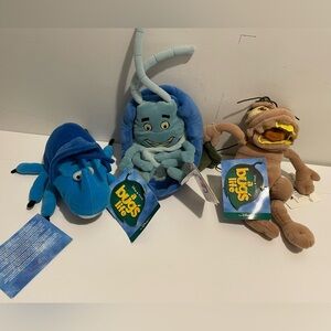 Disney Pixar A BUGS LIFE Bean Bag Plush Set of 3 VTG PT Flea, Dim, Tuck NWT 90s